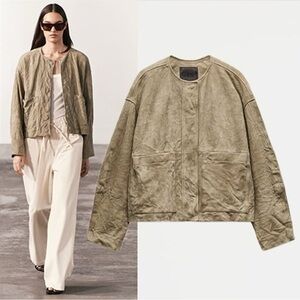 NWT ZARA 100% GENUINE SUEDE JACKET ZW COLLECTION Size S